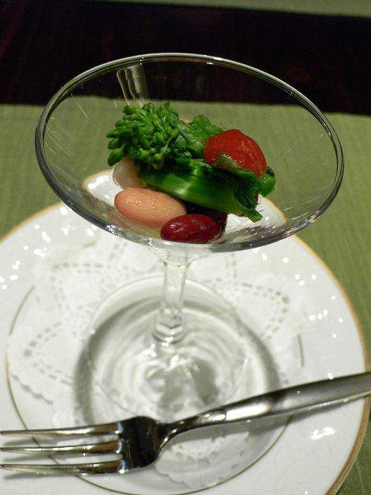 P1070699.JPG - 夕食　東川産豆と菜の花のカクテル